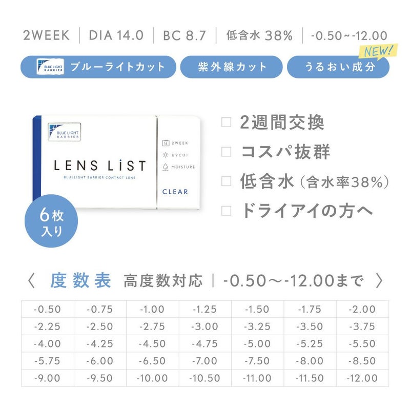  【4箱セット】 LENS LiST 1day 2week クリアレンズ サークルレンズ