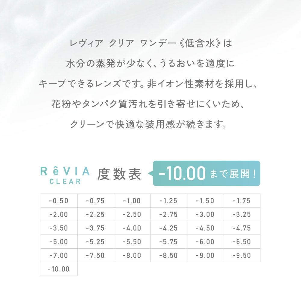 もれなく2箱無料】 低含水 ReVIA CLEAR 1day クリア 6箱セット 1箱30枚